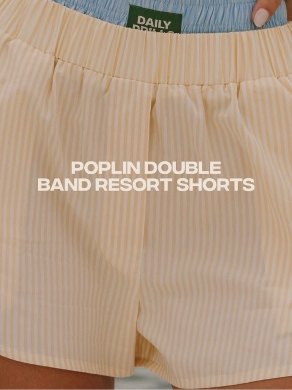 Daily Drills Yellow & Cream Striped Poplin Double Band Resort Shorts
